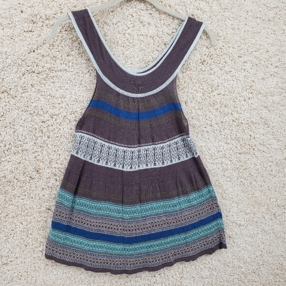 Free People Tops - Free People Women US XS knit tank top blue brown turquoise bohemian print linen